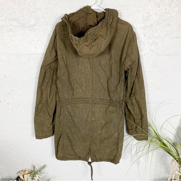 ✅ FRANK & OAK Hooded Long Outdoor Anorak Rain Jacket Zip Coat Dark Forest Green - Picture 2 of 7